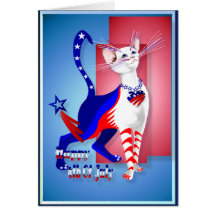 4th Of July American Kitty Card