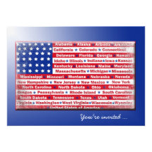 4th of July Party Flag Personalized Announcements