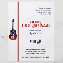 4th of July Patriotic Flag Guitar Personalized Flyer