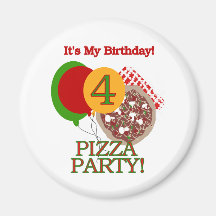 4th Pizza Party Birthday Tshirts and Gifts Fridge Magnets