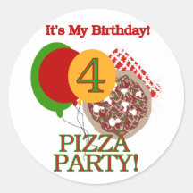 4th Pizza Party Birthday Tshirts and Gifts Sticker