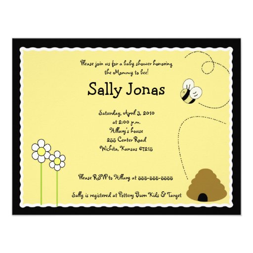 4x5 Bee Happy Bumblebee Baby Shower Invitation