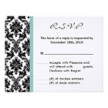 4x5 R.S.V.P. Reply Card Black Damask Blue invitations