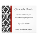 4x5 Save the Date Card - Black Damask & Red Crimso invitations