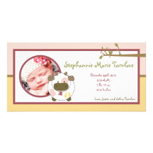 4x8 Photo Birth Announcement Abbys Farm Pink Girly Personalised Photo Card