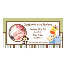 4x8 Photo Birth Announcement Jungle Play Photo Card