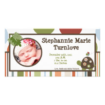 4x8 Photo Birth Announcement Laguna Beach Turtle Photo Card