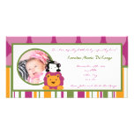 4x8 Photo Birth Announcement Sweet Safari Picture Card