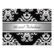 50 and Fabulous Damask Birthday Party Personalized Announcement