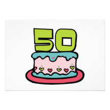 50 Year Old Birthday Cake Custom Announcements