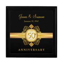 50th Anniversary Gold Black Keepsake Gift Box