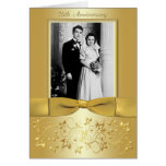50th Anniversary Gold Floral Photo Invitation Card