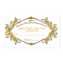 50th anniversary guest table card, Golden Coupl... Business Card Template
