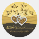 50th Anniversary Joined Hearts 1.5" Round Sticker