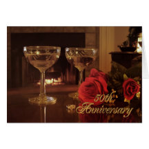 50th Anniversary Party Invitation card wine and ro