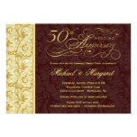 50th Anniversary Surprise Party - Gold Damask Personalised Invite