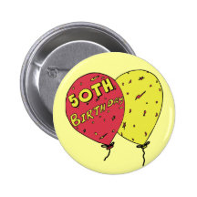 50th Birthday Balloons Button