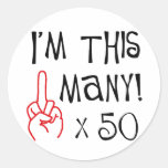 50th birthday Middle Finger Salute Round Sticker