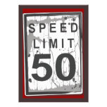 50th Birthday Party Grungy Speed Limit Sign Personalized Announcements