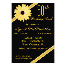 50th Birthday Party Invitation in Black & Gold