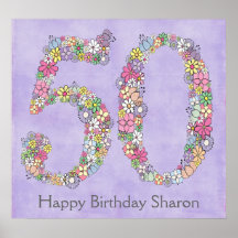 50th Birthday Party Number Banner Poster (Large)