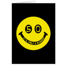 50th birthday Smiley Face, It's only a number! Greeting Card