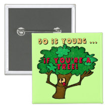 50th Birthday Tree Button