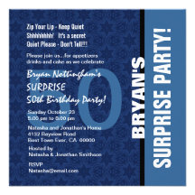 50th SURPRISE Birthday Modern Hues of Blue S693 Invites