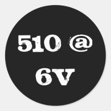 510 @ 6V ROUND STICKER
