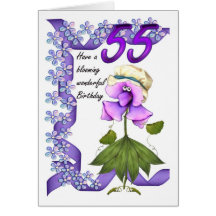 55th Birthday Card with Moonies cute bloomers,