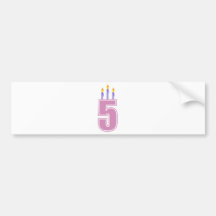 5 Birthday Candles (Pink / Purple) Bumper Sticker