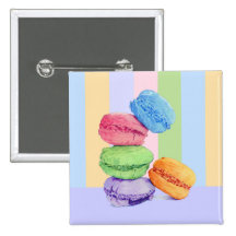 5 Macarons stripes Button