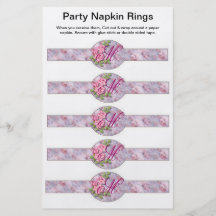 5 per sheet Birthday or Wedding Paper Napkin Rings Full Color Flyer