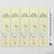 5 per Sheet Bookmark Favours for Baby Showers Part Flyers