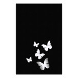 5 White Butterflies Custom Stationery