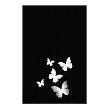 5 White Butterflies Custom Stationery