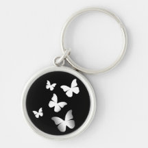 5 White Butterflies Keychains