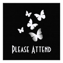 5 White Butterflies Personalised Invitation