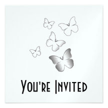 5 White Butterflies Personalized Invitations