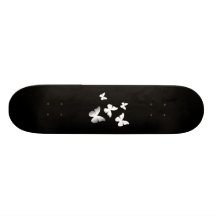 5 White Butterflies Skateboard Deck