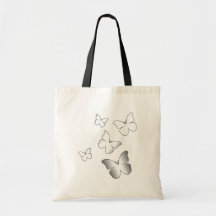 5 White Butterflies Tote Bags