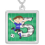 5th Birthday Blue and Black Soccer Goal Necklace