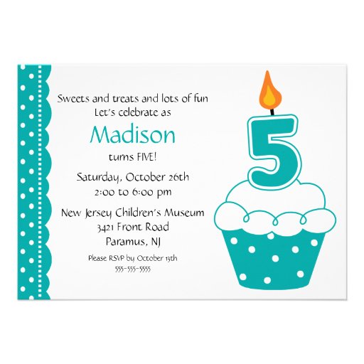 5th Birthday Cupcake Invitation