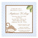 5x5 Boy Blue Monkey Baby Shower Invitation