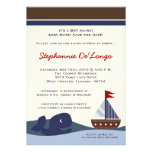 5x7 Ahoy Mate Sailboat Whal Baby Shower Invitation