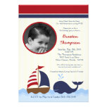 5x7 Ahoy Nautical Whale Boat Birthday Invitation invitations