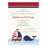 5x7 AhoyNautical Whale Boat Baby Shower Invitation