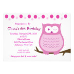 5x7 Amore Owl Pink Girl Birthday Invitation