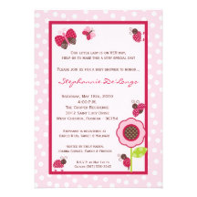 5x7 Berry Garden Lady Bug Baby Shower Invitation