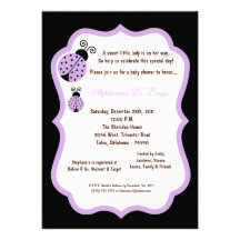 5x7 Black Lady Bug Baby Shower Announcement